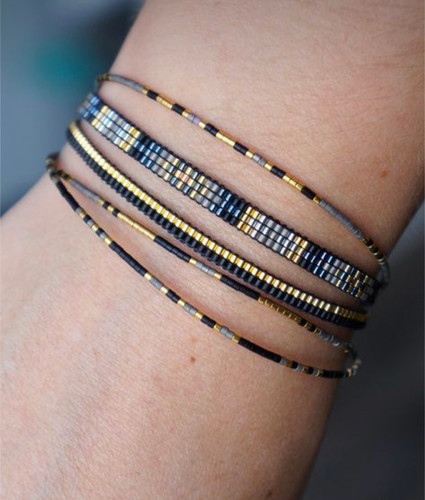 دستبند میوکی ترکیبی با طیف ( مشکی ، طلایی)
