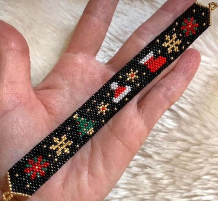 دستبند میوکی بافت آجری مدل کریسمس