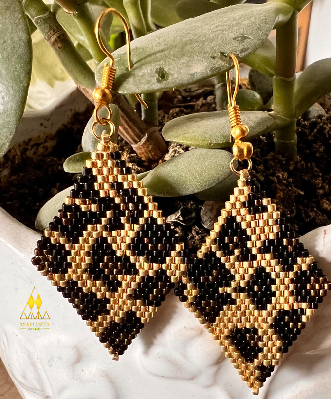 گوشواره میوکی طرح لوزی مدل پلنگی