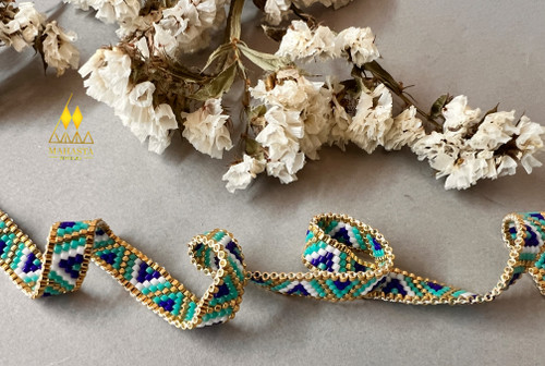 چوکر میوکی طرح هشت با طیف رنگی ( آبی ، طلایی)