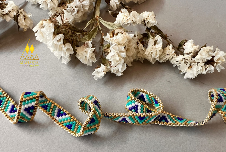 چوکر میوکی طرح هشت با طیف رنگی ( آبی ، طلایی)