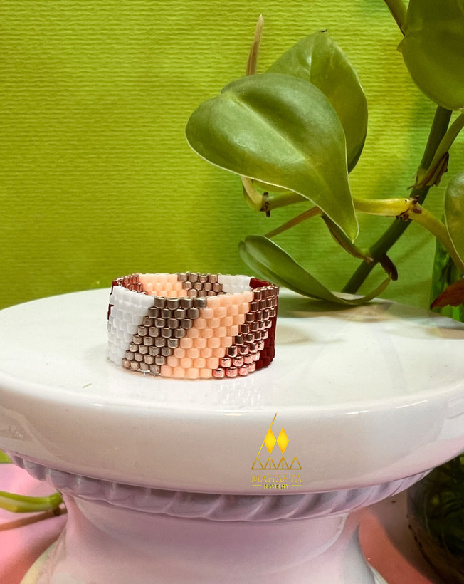 انگشتر میوکی مدل راه راه طیف رنگی ( سفید، صورتی ، کرم، قرمز)