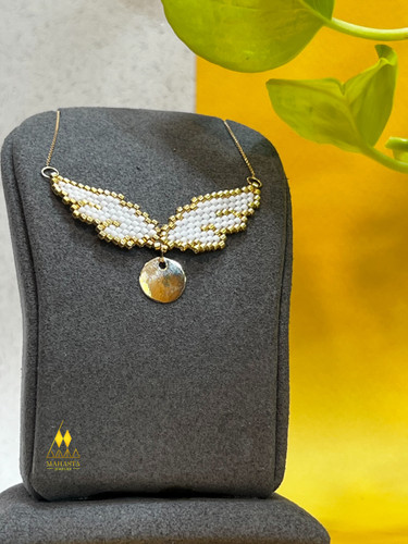 پلاک میوکی مدل بال فرشته آویز با پلاک پولکی - کد pa1008