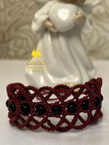 دستبند مکرومه ترکیب با سنگ دلربا