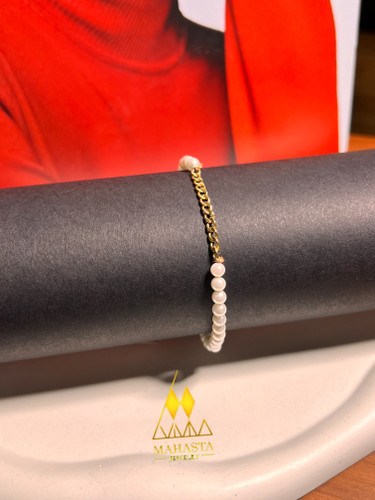 دستبند طلا مدل کارتیه ترکیب با مروارید