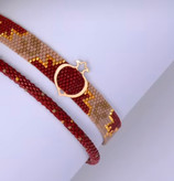 دستبند میوکی بافت آجری طیف رنگ قرمز (یلدایی )مخصوص پلاک ریلی