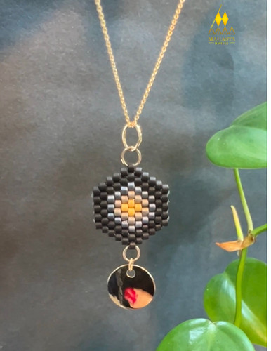 پلاک میوکی ترکیب با آویز پولکی طلا