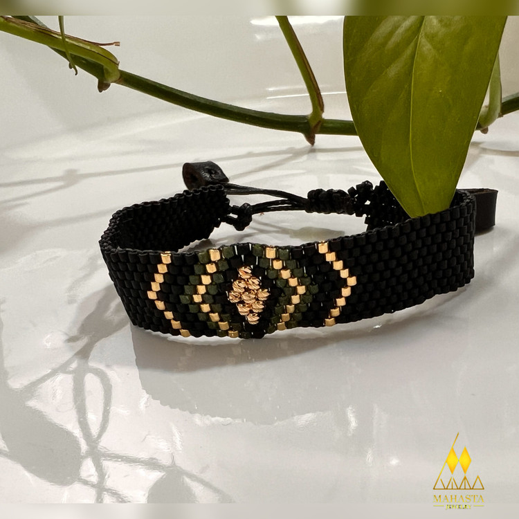 دستبند میوکی مردانه با پلاک طلا – Miyuki شیک و خاص