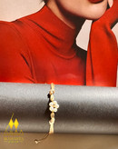 دستبند مکرومه مدل گل با مروارید وگوی طلا رنگبندی شاد - کد m1018